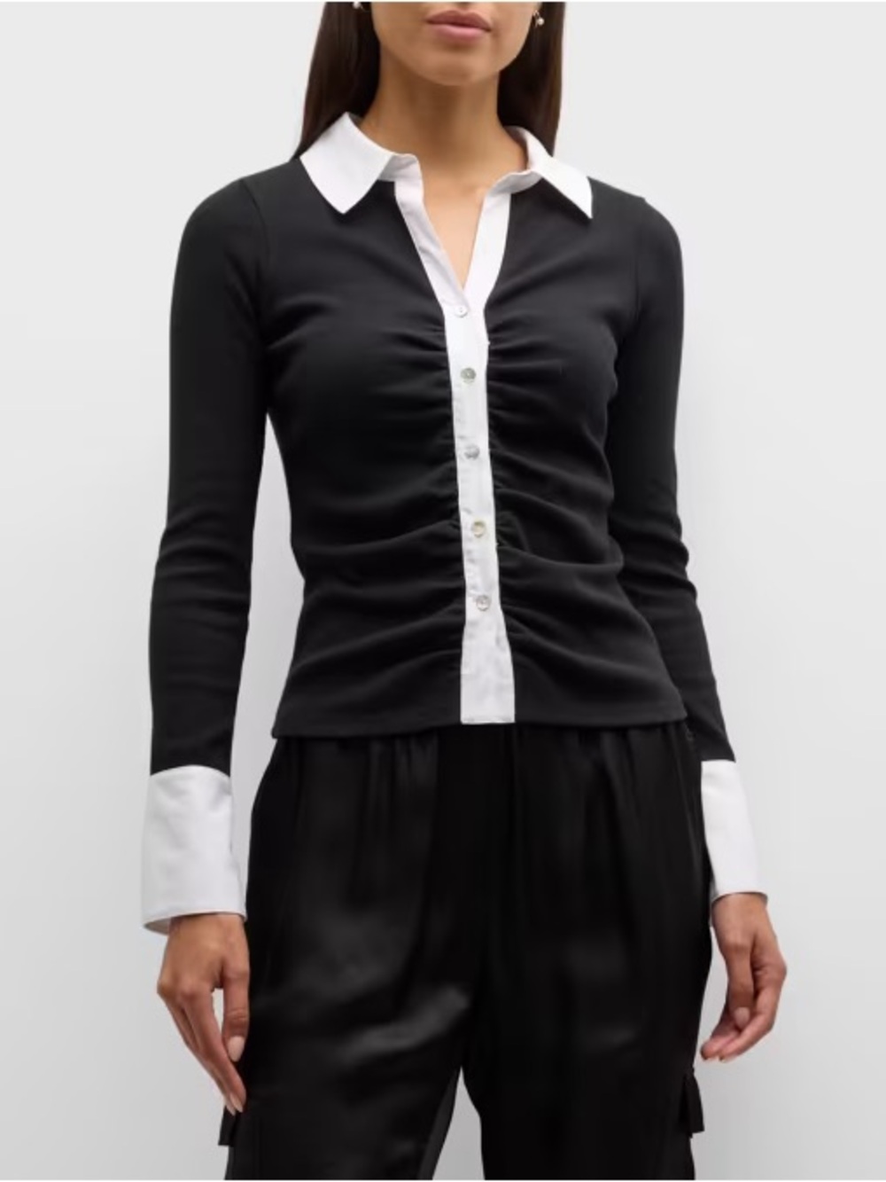 Cinq à Sept Lola Two-Tone Button-Front Shirt